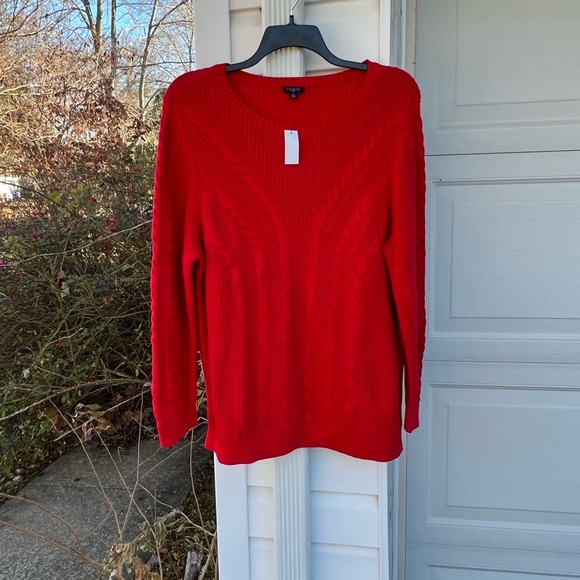 NWT Talbots Pretty Classic Red Thick Multiweave Long Sleeve Sweater - Picture 1 of 5